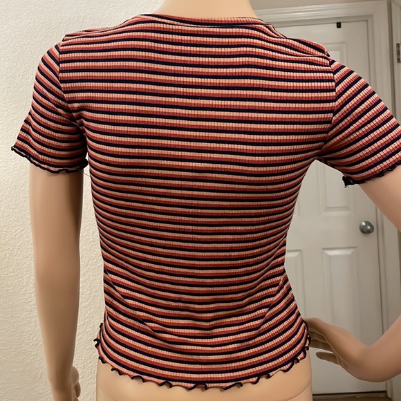 American Eagle Striped Crew Neck Crop Top - Picture 5 of 7